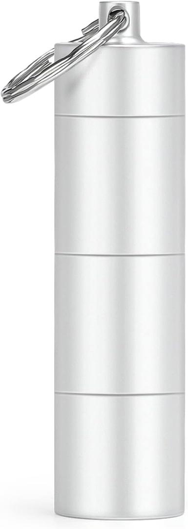 Opret Keychain Pill Holder, 3 Compartments Metal Small Pill Case, Waterproof Portable Travel Pill Box, Pill Container for Purse (Silver)