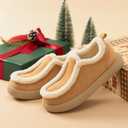 Zizor Women's Winter Bootie Slippers House Shoes - Cozy Warm Suede with Fur Lining, Memory-Foam Insole, Cute Design for Indoor & Outdoor (9, Tan)