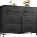WLIVE Dresser for Bedroom with 8 Drawers, Wide Fabric Dresser for Storage and Organization, Bedroom Dressers, Chest of Drawers for Living Room, Closet, Hallway, Black, 11.8"D x 39.4"W x 30.4"H8 Drawers
