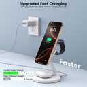 Charging Station for Apple Magnetic Wireless iPhone Mag-Safe Charger,15W 3in1 Foldable Wireless Dock Fast MagSafe Charger Stand for iPhone 17 Pro Max/16 Plus/16 ProMax/15/14/13,Apple Watch,AirPods Pro