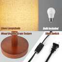 Small Table Lamp for Bedroom, Nightstand Lamp Linen Lampshade Bedroom Wood Base Small Bedside Lamp for Night Stands, Desk Lamps for Reading Living Room, Office (LED Bulb Included) (Black-Walnut Wood)