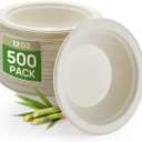 Goodluck 500 Pack Natural Brown 12 oz Compostable Sugarcane Soup Bowls