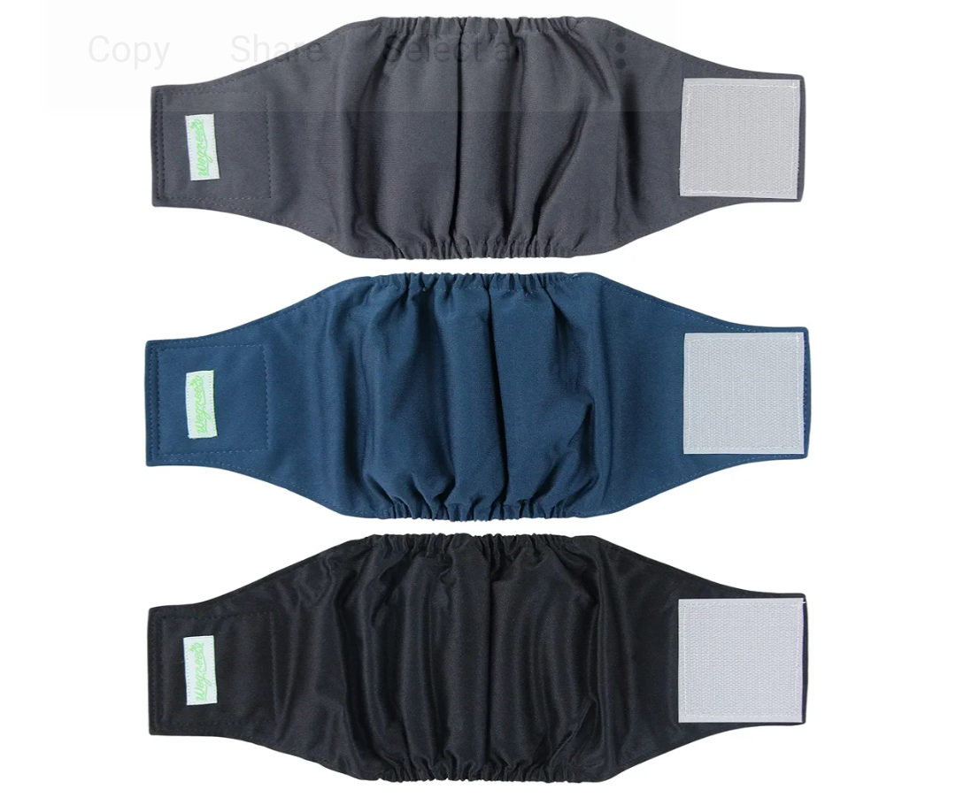Wegreeco Washable Male Dog Belly Band (Stylish Pattern) - Pack of 3 - Washable Male Dog Belly Wrap, Dog Diapers Male (Black, Charcoal, Navy, Large)