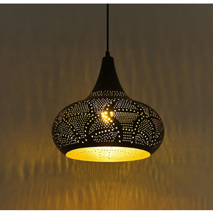 Farmhouse Pendant Light Fixture Black Vintage Hanging Lamp Kitchen Island Retro Ceiling Pendant lamp Loft Metal Iron Hollow Design Adjustable Cord Moroccan Chandelier Pendant Light