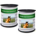 2 Pcs Poly Tapes for Electric Fence Horse Fence Tape Wire, 500 Feet(152.40m) Length Tape for Electric Fence, 2 Inch Wide(50.8mm) Fencing Tape for Livestock(White)