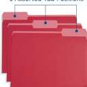 100 Blue Summit Supplies Red File Folders - Two-Tone Red Folders Letter Size with 1/3 Cut Tabs, Durable 11pt Paper, Holds Letter Size Documents, Red Folders Bulk