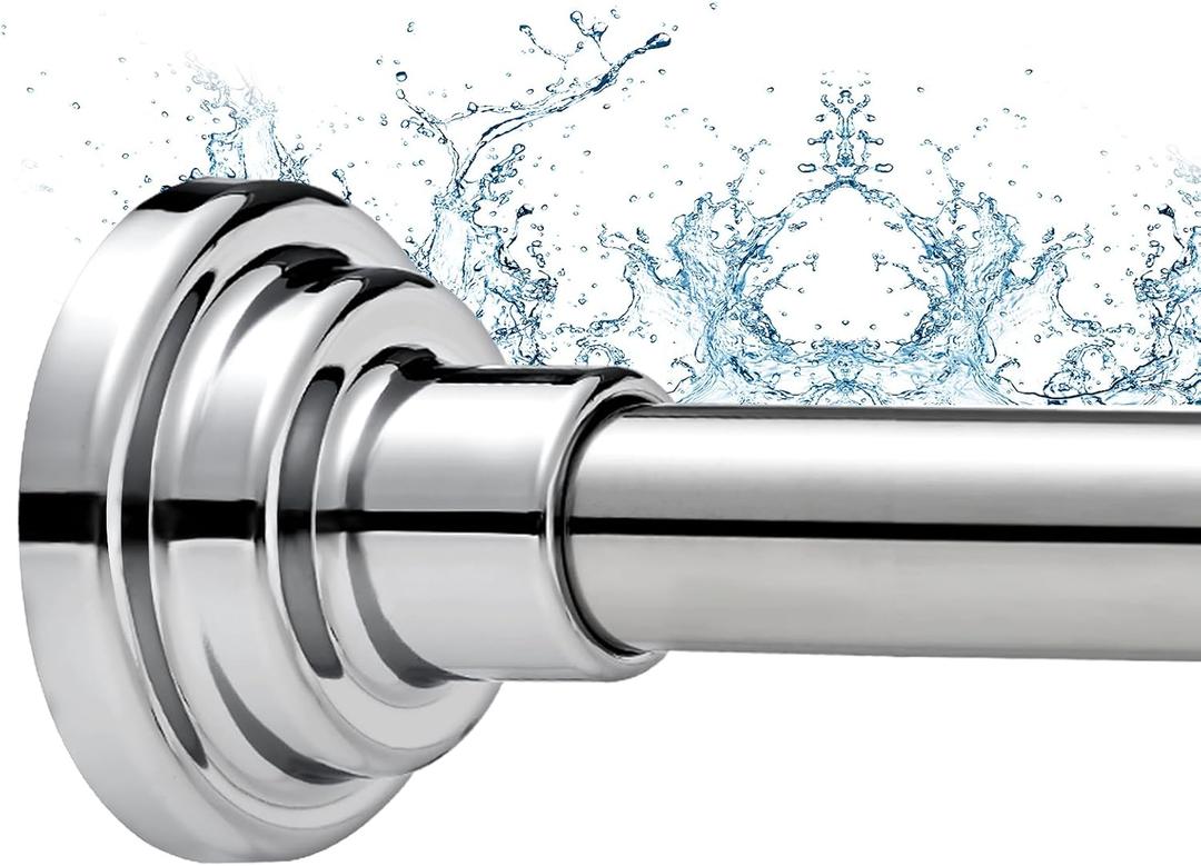 Shower Curtain Rod, Shower Rod, No Drilling, Adjustable Spring Tension Rod, Curtain Rod for Bathroom, Window or Closet, Easy Installation, Stainless Steel, Non-Slip, 30-64
