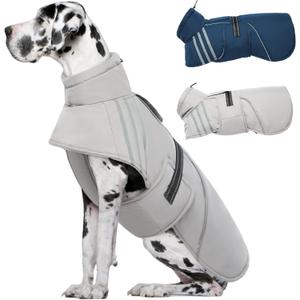 Warm Dog Coat, Reflective Adjustable Dog Jacket, Furry Turtleneck Winter Coat Thicken Dog Fleece Vest, Waterproof Windproof Dog Cold Weather Coats with Buckle for Puppy Small Medium Large Dogs (Apricot)