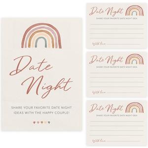 Printed Party Date Night Idea Cards, Boho Rainbow Theme, Set of 30