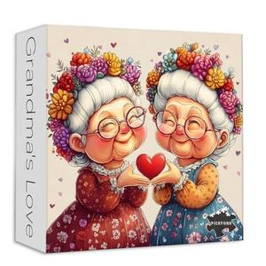 Cute Grandma Puzzles for Adults 1000 Pieces, PICKFORU Retro Love Heart Jigsaw Puzzles, Hard Unique Flowers Puzzle as Wall Art Decor