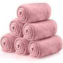 Tinideya 6 Pcs Flannel Fleece Throw Blanket Bulk 50 x 60 Inch Soft Fleece Blanket Warm Throw Blanket Coral Blankets for Couch Sofa Home Wedding Gifts Season (Light Pink)