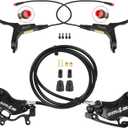 JFOYH 4-Pistons E-Bike Hydraulic Disc Brakes Set for Elecric Bike with Power-Off Sensor, Ebike Hydraulic Brake Upgrade kit with 2-PIN Power-Off Sensor Male Connector