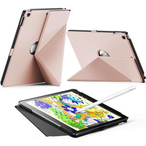 INFILAND Case for iPad 10.2 Inch 9th/8th/7th Generation, Slim Foldable Book-Style Cover with Horizontal and Vertical Stand, Protective Case for iPad 10.2 (2021/2020/2019) (Rose Gold)