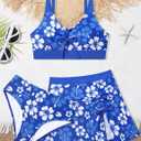 Girls Swimsuit Size 7-8 Girls Bikini Size 8 7 Girl's Bathing Suits with Drawstring Cover Up Swimsuits for Girl Tropical Floral Swim Suit for Girl