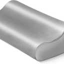 Thickened Satin Pillowcase for Contour Pillows, Cervical Pillow Case with Side Pocket, 24" x 14" x 5.1"/3.5" Soft Cover for Sleeping (Grey)
