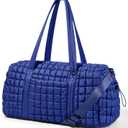 Quilted Travel Duffle Bag for Women Weekender Bag Large Puffer Overnight Bags Soft Puffy Duffel Bag Carry on Gym Bag Lightweight Personal Item Travel Bag for Trips Business Sport Airplane (Deep Navy)
