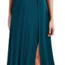 MUSHARE Women's V Neck Sleeveless Split Formal Dress Cocktail Party Prom Long Dresses (Medium, Teal Color)