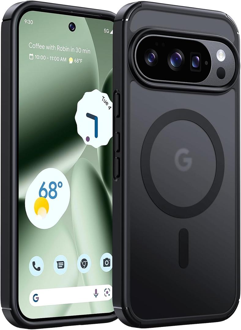 4 x TAURI for Google Pixel 10 Pro XL Case, Compatible with Magsafe, Military-Grade Protection, Yellowing Resistant, Scratch-Resistant Back, Shockproof Phone Case for Pixel 10 Pro XL, MatteBlack