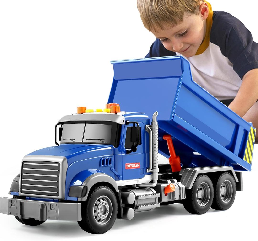 Dwi Dowellin Toddler Trucks Toys for Boys Age 3-5,Big Dump Truck with Lights and Sounds,Kids Boy Toys Christmas Birthday Gift Car, 14 X 5.1 X 5.3 Inches