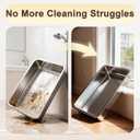 Low Entry Stainless Steel Cat Litter Box for Senior Cats, Metal Shallow Kitten Litter Box, Easy Access Kitty Litter Pan Tray, Easy Cleaning-15.75''Lx 11.81'' W x2.76'' H