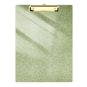 Juvealoe Acrylic Glitter Clipboard, 8.5 x 11 Sparkly Clip Board with Low Profile Gold Clip, Suitable for Classroom School and Office, Desk Accessories, Grass Green