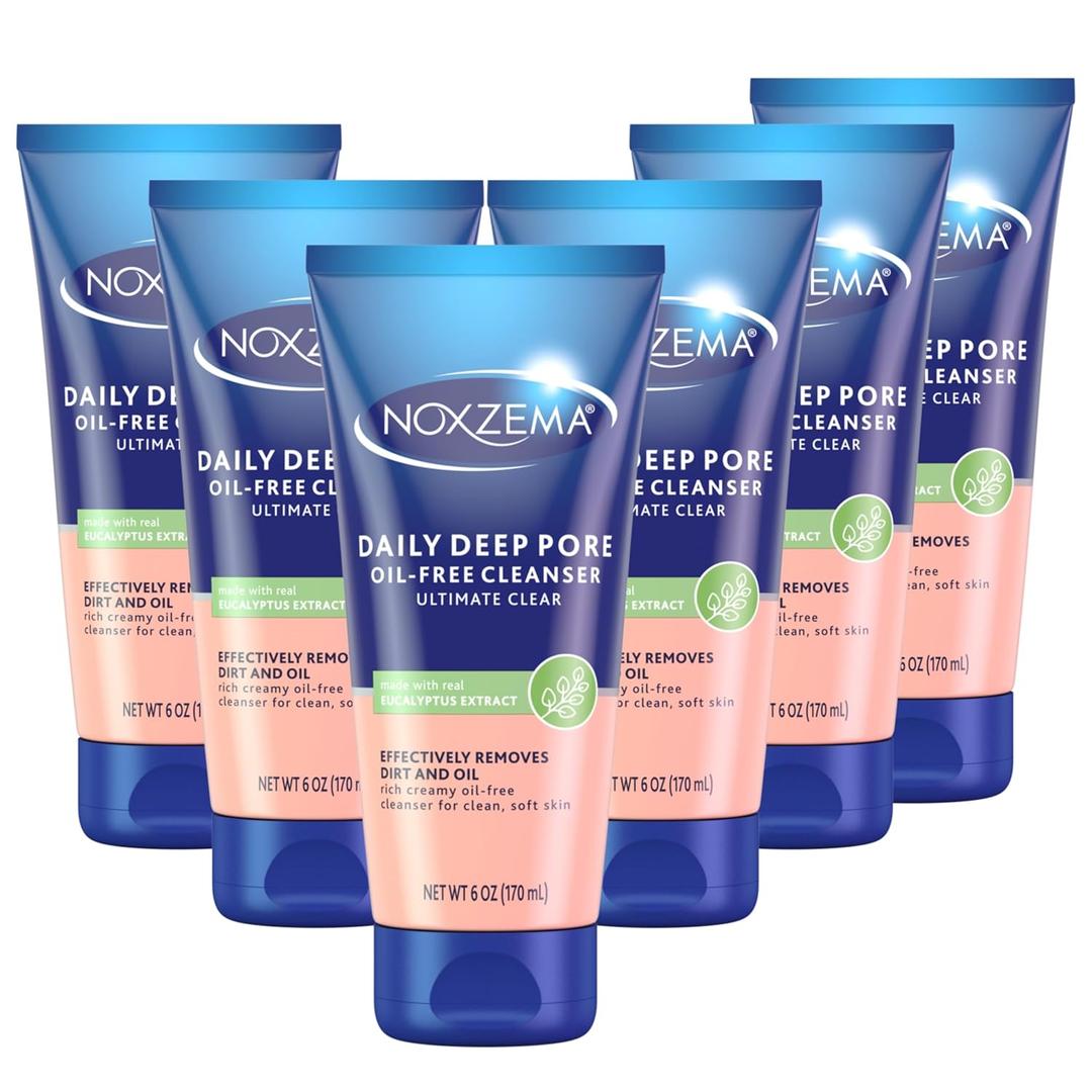 6 x Noxzema Ultimate Clear Face Wash, Deep Pore Daily Cleanser, Oil-Free Formula Removes Dirt, Oil & Makeup for Clear, Fresh-Looking Skin, 6 oz (Pack of 6)