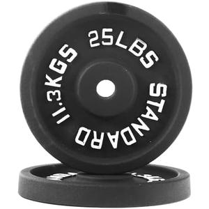 Fitvids 1 Inch Standard Barbell Weight Plates, 25LB Plates for Home Gym Strength Training, Deep Grip Edge