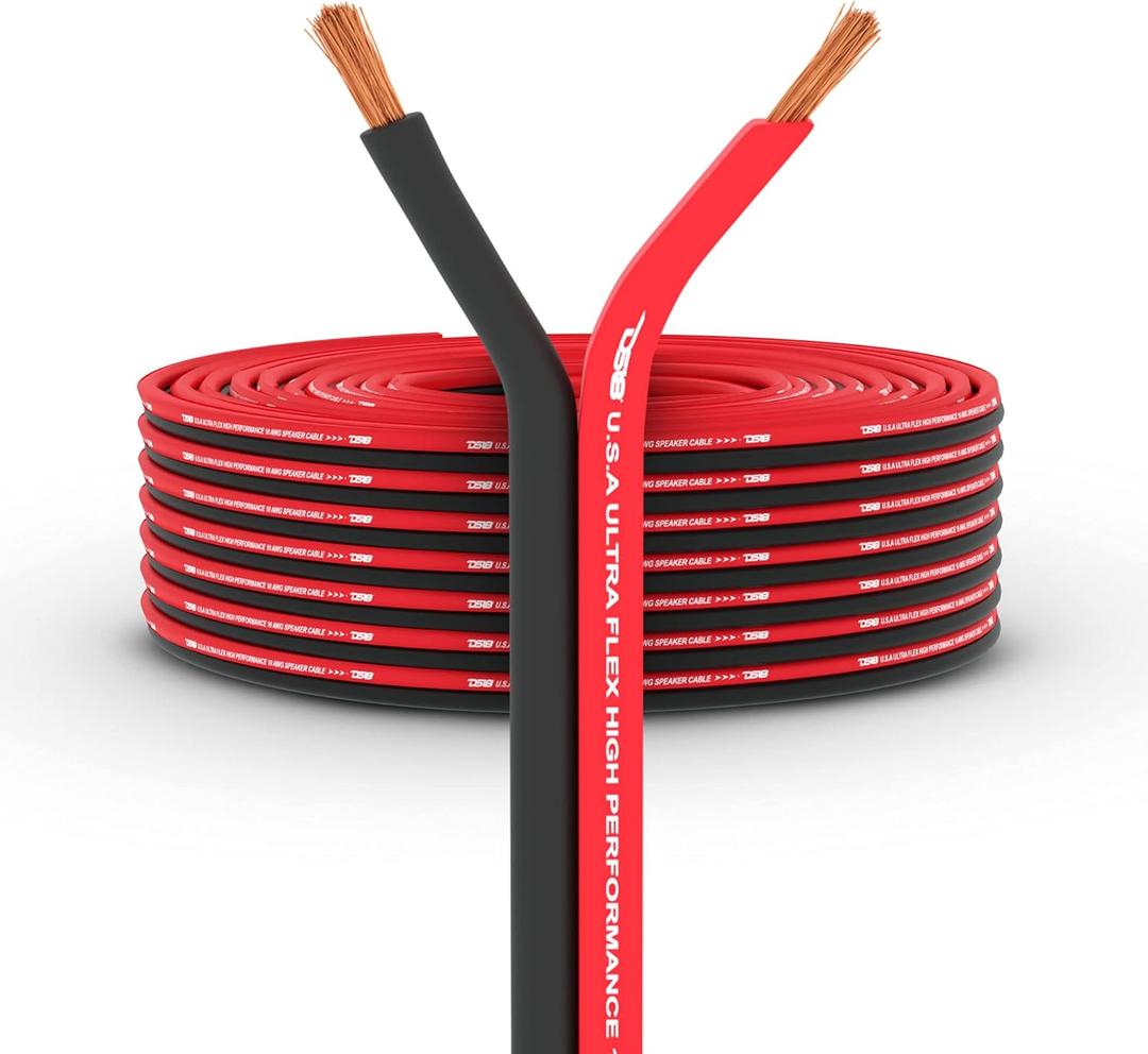 DS18 SW-12GA-100RB 12-GA Ultra Flex Speaker Wire Red and Black 100FT - Speaker Cable for Audio Applications