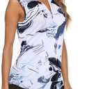 Koscacy Women's Sleeveless Golf Tennis Polo Shirts Zip Up Dry Fit Workout Tank Tops Athletic Shirt (M)