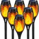 IkeeRuic Solar Lights Outdoor, Solar Torch Light with Flickering Flame for Garden Decor, Solar Garden Lights, Waterproof Outdoor Lighting, Flame Torches for Outside Patio Pathway Yard Decorations (10 Pack, Orange)
