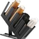 Paper Cup and Lid Holder with Straw Organizer, Disposable Coffee Cup Dispenser for Countertop Coffee Station Bar Restaurant Breakroom, Black