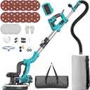 Drywall Sander with Vacuum Dust Collector, 1000W Popcorn Ceiling Removal Tool, Electric Drywall Sander with Digital Display Screen 9 Variable Speed 800-2100RPM, Foldable & Extendable Handle (Light Blue)