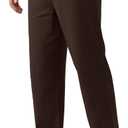 Willit Men's Linen Pants Casual Linen Dress Pants Drawstring Beach Summer Lightweight Trousers 40"Wx30"L (Brown)