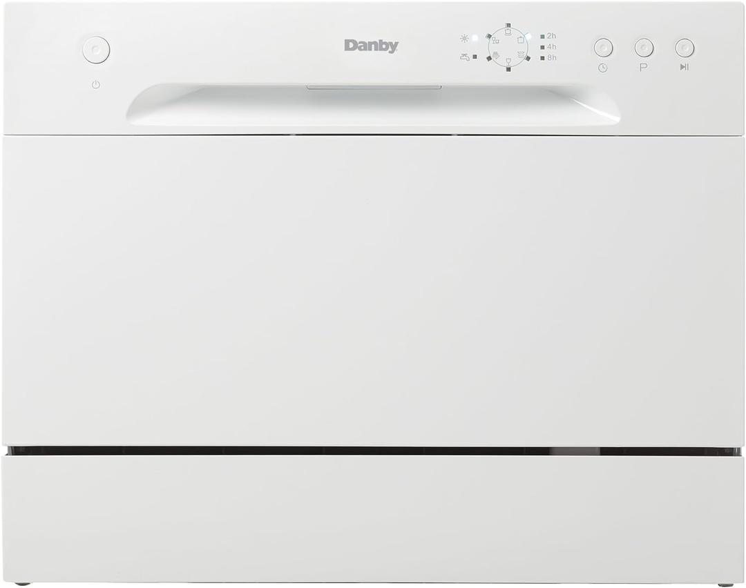 Danby DDW621WDB Countertop Dishwasher with 6 Place Settings, 6 Wash Cycles and Silverware Basket, Energy Star-Rated with Low Water Consumption and Quiet Operation, White