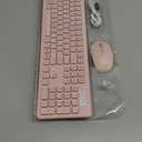 Wireless Keyboard and Mouse Combo, RGB Backlit, Rechargeable & Light Up Letters, Full-Size, Soft Typing, Sleep Mode, 2.4GHz Quiet Keyboard Set for Mac, Windows, Laptop, PC, Trueque (Pink)