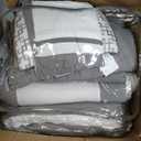 Madison Park Heritage Comforter Quilt Combo Set - Modern Luxury Design, All Season Down Alternative Bedding, Matching Shams, Decorative Pillows, King/Cal King(104"x92"), Color Block Grey 8 Piece