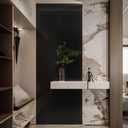 YLL YLL PVC Slat Wall Panel Peel and Stick 118"x 15.7" Faux Black Wood Grain Slat Panel Self-Adhesive Wallpaper Soundproof 3D Wall Panels