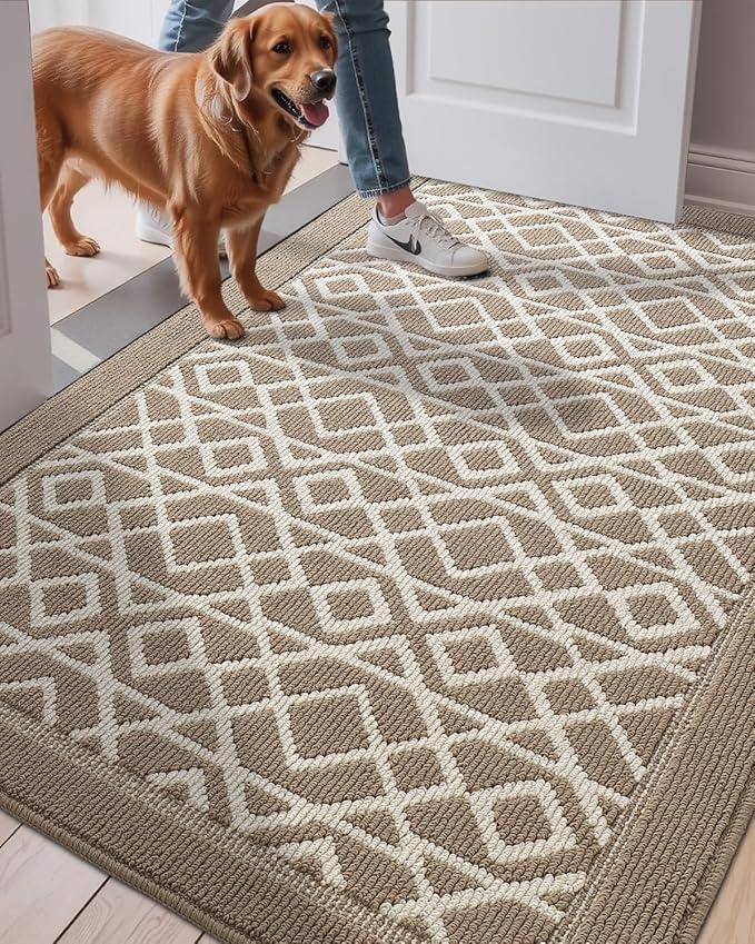 LUMI Washable Indoor Entrance Doormat 24"x36", Absorbent Quick-Dry Door Mat, Dirt Trapper Non-Slip Low Profile Entryway Mats for High Traffic, Diamond Taupe LUMI Washable Indoor Entrance Doormat 24"x36", Absorbent Quick-Dry Door Mat, Dirt Trapper Non-Slip Low Profile Entryway Mats for High Traffic, Diamond Taupe