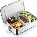 TeamFar Stainless Steel Bento Box, 47oz/1400ML Metal Lunch Box with Leak-Proof Lid for Adults/Kids, Lunch Food Containers with 3 Compartments for School/Work/Meal Prep, Heavy Duty & Dishwasher Safe