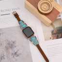 Minyee Leather Band Compatible with Apple Watch Band Women 42/46/38/40/41/44/45/49mm, Boho Western Turquoise Vintage Cowboy Retro Adjustable Strap for iWatch Series 11 10 9 SE 8 7 6 5 4 3 2 1 Ultra