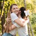 6Pcs Hair Bows for Women, Bow Hair Clips, Silky Satin Hair Bows for Girls, Pink Hair Ribbon, Cute Bow Clips for Women, Hair Accessories Chirstmas Gifts