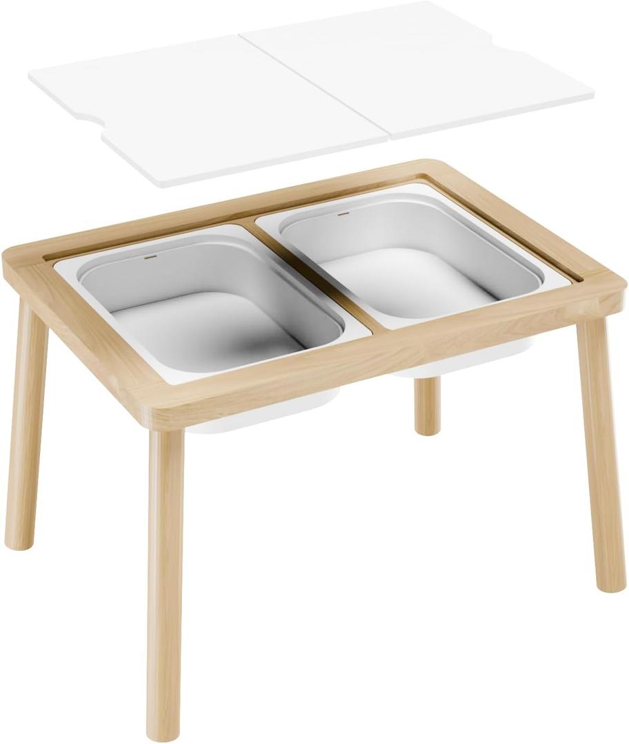 Ogears Sensory Table, Kids Activity Table, Wooden Play Table with Bins, Montessori Table, Chalk Board and Whiteboard, Medium