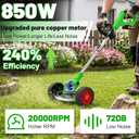 Electric Weed Wacker Battery Powered Weed Eater, 21V Cordless String Trimmer Battery Operated with Wheels & Metal Blades, Lightweight 4 in 1 Grass Trimmer/Brush Cutter/Lawn Edger/Mower for Garden Yard, 35 inches