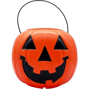 Halloween Pumpkin Jack O' Lantern Candy Bucket (Orange) 8" | Trick or Treat Bucket