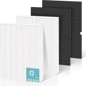 3 x 5510 5520 Replacement Filter for Winix 5510 5520 Plasmawave Air Purifier | 2 x HEPA + 2 x Activated Carbon Combo for Dust Pollen Pet Smoke, Part# 1712-0123-00