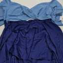 B2prity Women's Plus Size Swimsuit Tummy Control One Piece Swimdress Ruffle V Neck Cutout Wrap Bathing Suit with Skirt Size 20W, Blue Color Block 