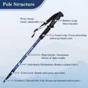 Telescopic Trekking Poles for Hiking, Anti-Shock Nordic Walking Sticks, From 26" to 51.2" (Black)