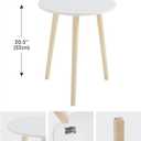 Apicizon Round Side Table, White Bedside Table Coffee End Table for Bedroom, Living Room, Small Spaces, Easy Assembly Nightstands with Natural Wood Legs, 16.5 x 20.5 Inches