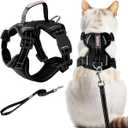 Cat Harness and Leash Set Escape Proof for Kitten Walking, Soft Adjustable Top Handle Vest Harnesses for Cats, Easy Control Breathable Reflective Small Medium Large, Black, XS