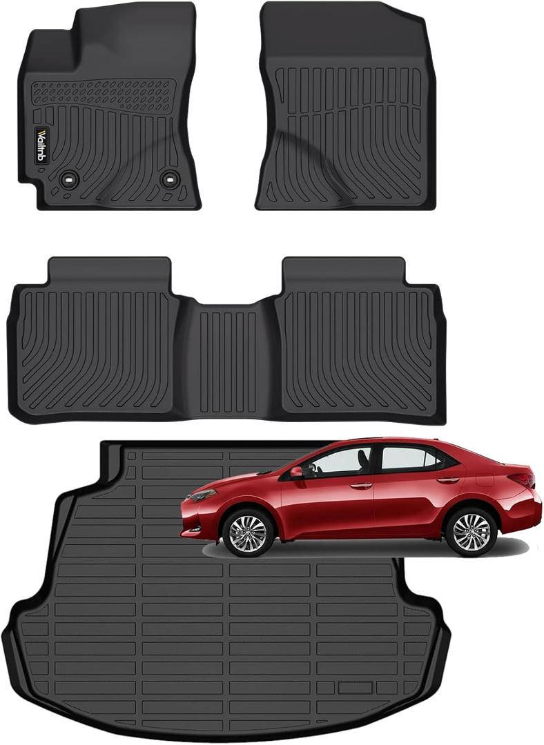 Wailtnb-Floor Mats & Cargo Liner for Toyota Corolla 2014-2019 (Only Sedan Model) Waterproof Durable Easy to Clean All Weather Car Mat Custom Fit Corolla Accessories Black